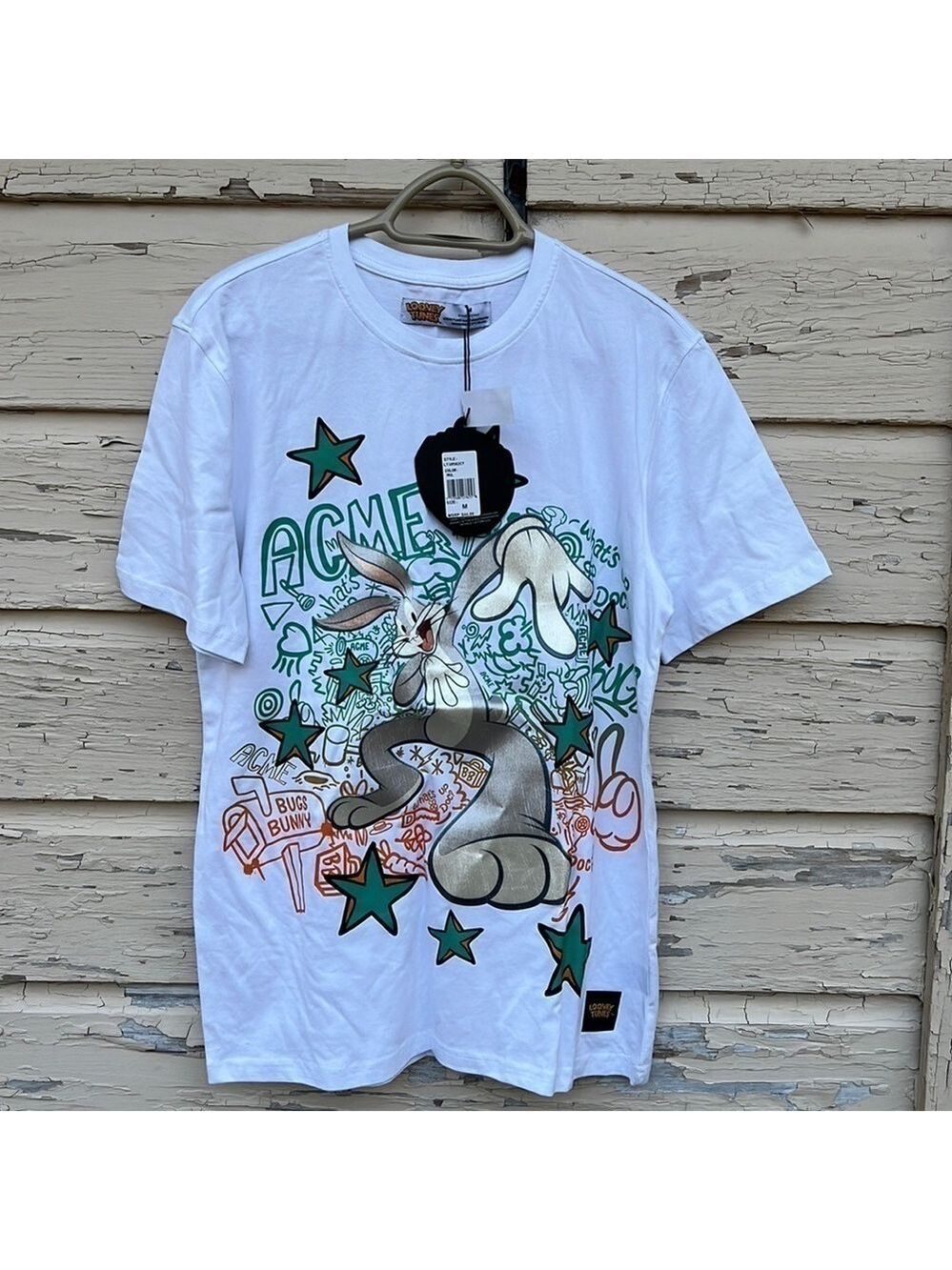 Vintage 90s Looney Tunes Warner Bros. Bugs Bunny T Shirt Top Pullover New M H5